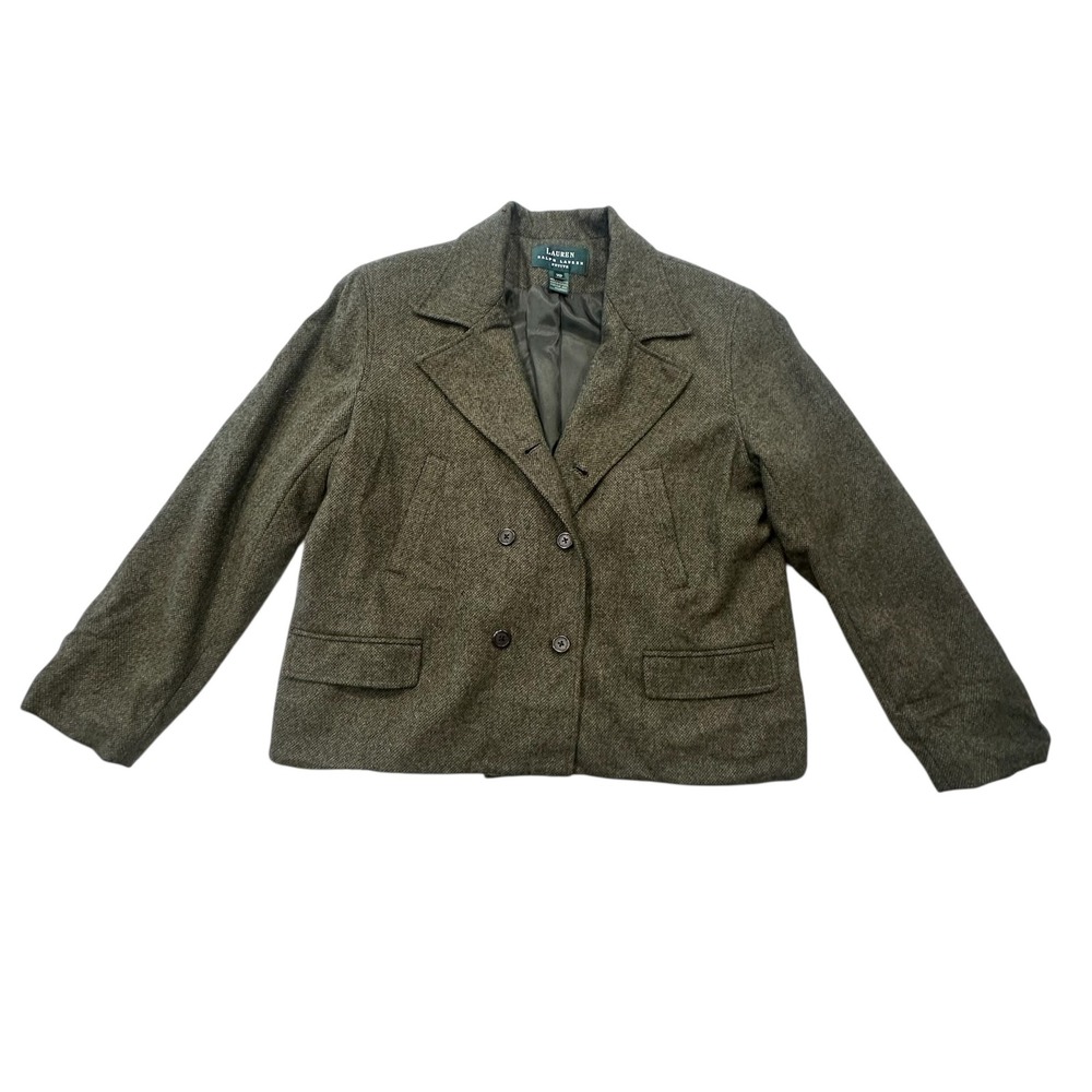 Lauren Ralph Lauren Green Label Tweed Wool Blazer Women's Size 14 Equestrian